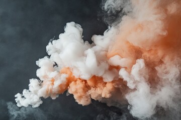 Poster - Swirling clouds of red, orange, and golden smoke contrast sharply with a dark gray backdrop, evoking the dynamic energy of fire and heat in an artistic display of color and movement