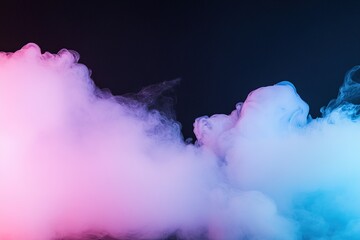 Poster - Bright neon-colored smoke in electric blue, hot pink, and lime green fills the space, forming a soft glowing border around a dark background. This creates a striking and energetic visual effect
