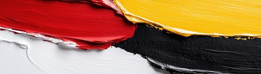 Poster - Dynamic brushstroke patterns in red, yellow, and black form a lively composition, emphasizing negative space for sale announcements and capturing attention