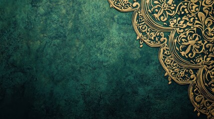 Wall Mural - Elegant Gold Design on Dark Green Textured Background