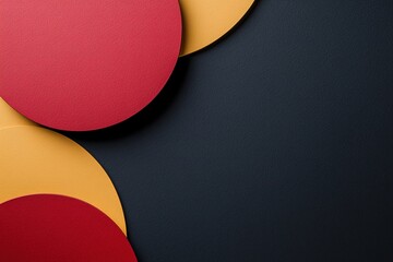 Poster - large, overlapping geometric shapes in red, yellow, and black form a striking backdrop ideal for var