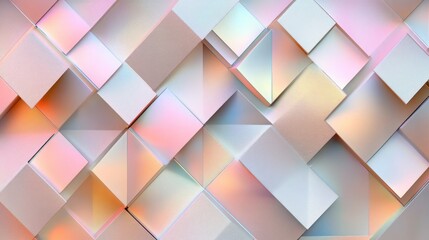 Poster - Abstract Pastel Geometric Shapes Interlocking Design
