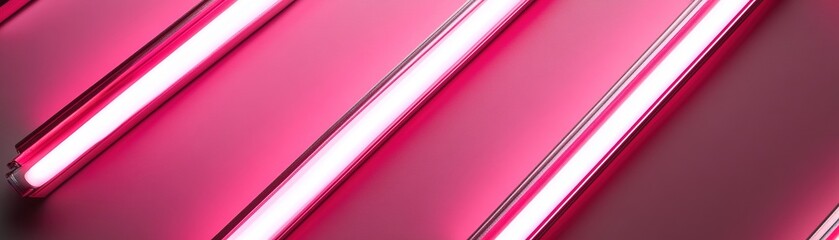 Poster - striking red neon light beams radiate outward and converge at a central point, softly illuminating t