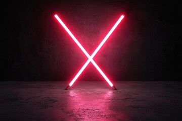 Poster - softly glowing red neon light beams radiate outward, converging centrally. the striking contrast aga