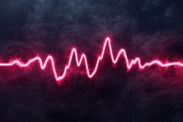 Poster - Vibrant red neon light waves pulse like a music equalizer against a sleek dark background. The central area is left blank for event details, enhancing the design's appeal