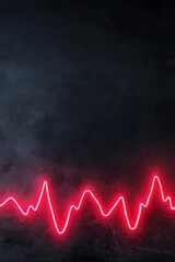 Canvas Print - Dynamic red neon light waves mimic a music equalizer or heartbeat against a dark background, providing ample negative space for important event details