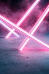 Poster - Scattered neon lines in vibrant red and pink hues crisscross over a dark background, creating an eye-catching visual effect with room for text placement. The atmosphere is electric and bold