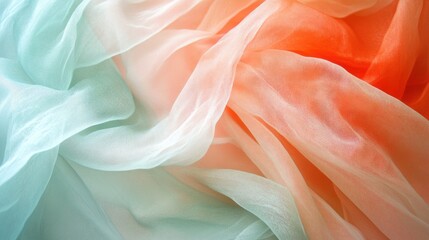Poster - Soft Draped Fabric in Mint and Coral Hues