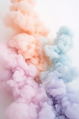 Poster - Delicate pastel smoke swirls in shades of lavender, baby blue, and peach, creating a tranquil backdrop that evokes feelings of serenity and dreaminess. Perfect for soothing visuals
