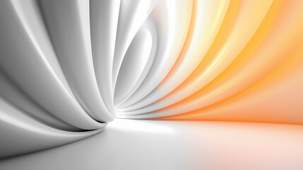 Poster - Soft, flowing fabric in white and orange forms captivating curves and shadows