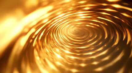 Poster - Captivating golden swirl of liquid reflecting light in circular patterns. Generative AI