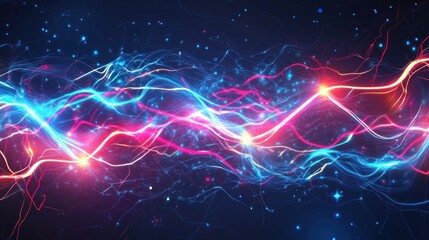 Aufkleber - Abstract Wavy Lines of Light Energy Flow