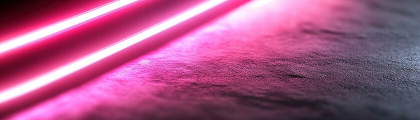 Poster - Radiating beams of red and pink neon light emerge softly from one side, fading into a clean black background, evoking a modern and edgy ambiance perfect for atmospheric settings