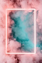 Poster - Thick, smoky textures in deep emerald green, sapphire blue, and ruby red form a striking frame around a clear center, ideal for placing text or graphics in a creative layout