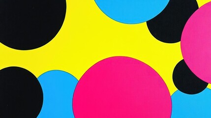 Poster - Abstract Colorful Circles On Yellow Background