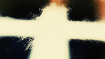 Fototapete - Abstract light cross with dynamic brush strokes in dark background