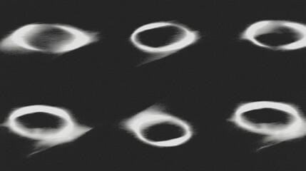 Fototapete - Abstract circular patterns on dark background with soft white glowing rings