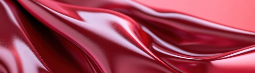 Poster - The sleek satin texture in vibrant crimson red creates a visually rich surface with gentle light reflections