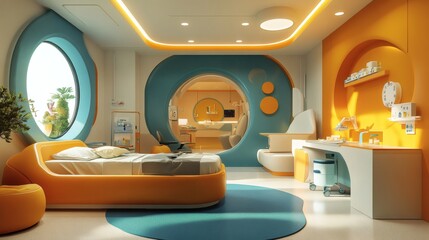 Poster - Pediatric hospital with specialized medical instruments neatly arranged treatment tools and essential medicines with a colorful childfriendly environment