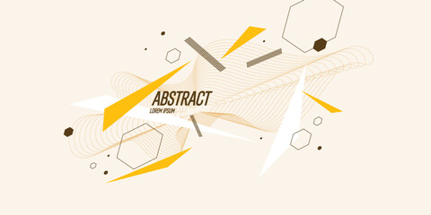 Fototapete - Background with abstract shapes. A template for design and creativity. The composition of the figures. The illustration is in a modern style, simple and concise design.