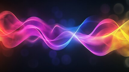 Poster - Abstract Colorful Waves Flowing Through Dark Space