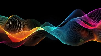 Poster - Abstract Colorful Waves Flowing Dynamically Across Dark Background