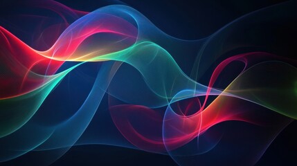 Wall Mural - Abstract Colorful Waves Flowing Dynamically Across Dark Background