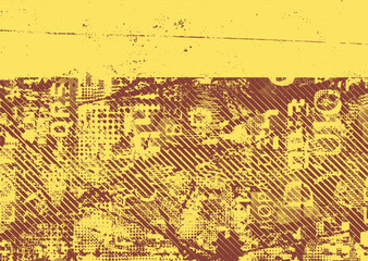Fototapete - Background with glitch distorted grunge textures . grunge background texture with halftone dots, glitched shapes, textures and lines .Screen print vector background with grunge textured surface.