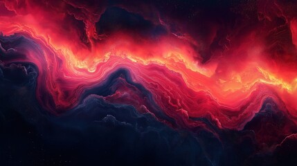 Wall Mural - Fiery abstract cosmic waves with glowing red and orange energy flow