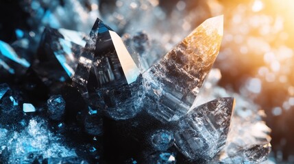 Poster - Sparkling Crystal Cluster Glimmering In Light