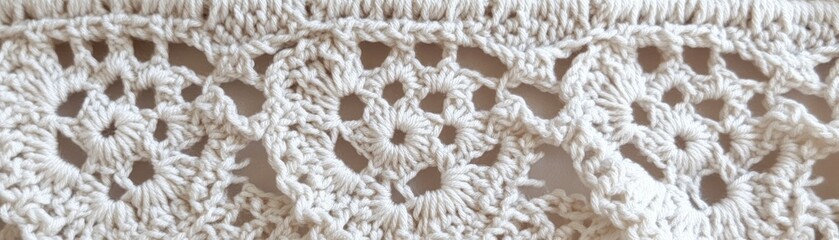 Poster - Delicate Cream Crochet Lace Featuring Intricate Floral Patterns