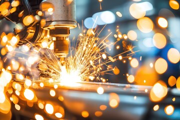Poster - Industrial Robot Welding Sparks Metal Fabrication Process