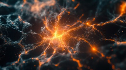 Aufkleber - Abstract Orange and Grey Energy Network