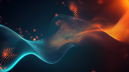 Poster - Abstract Digital Waveform Orange Blue Design