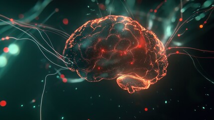 Poster - Abstract Digital Representation Of A Human Brain
