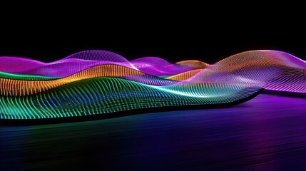 Poster - Colorful Illuminated Waves of Light Abstract Art