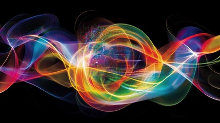 Poster - Abstract Colorful Light Waves Flowing Dynamically