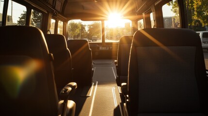 Sunset Shuttle Bus Interior City Street