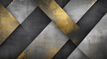 Poster - Abstract Geometric Design with Gold and Gray Tones