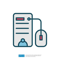 Poster - Desktop Computer Connected to Mouse in Education Setting Representing Technology and Learning Opportunities for Students and Professionals