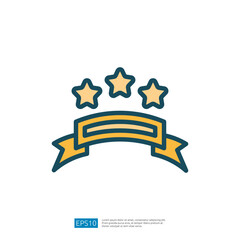 Poster - Iconic Symbol Representing Education Achievement Featuring Three Stars Above A Golden Ribbon Banner