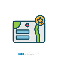 Poster - Academic Achievement Certificate Icon Representing Educational Success with Badge and Decorative Elements