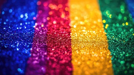 Aufkleber - Vibrant Glitter Stripes In Rainbow Colors