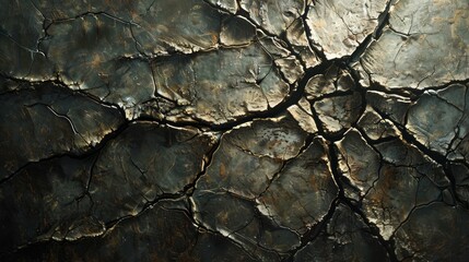 The cracks form an intricate and natural pattern that resembles a web-like structure.