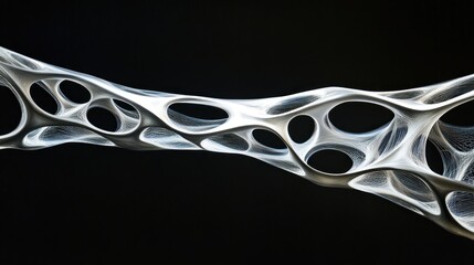 Poster - Abstract Silver Sculpture with Intricate Weblike Design