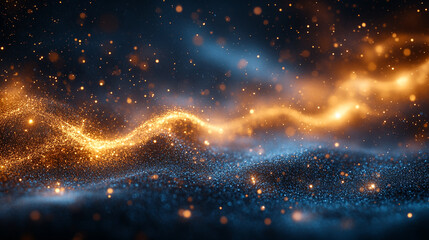 Poster - Abstract Blue Gold Glitter Texture Background Design Elegant Sparkle Festive art wave dark flow     