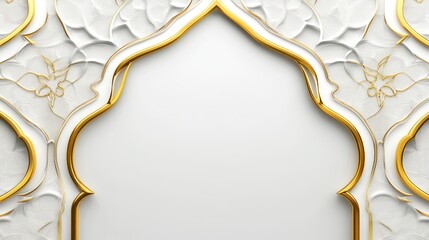 Poster - Elegant White Gold Floral Arch Design