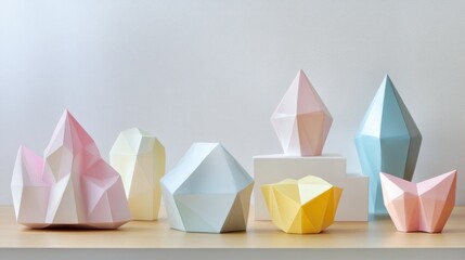 Aufkleber - Pastel Colored Geometric Paper Crystal Decor