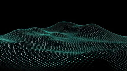 Poster - Abstract Teal Gridded Waveform Landscape