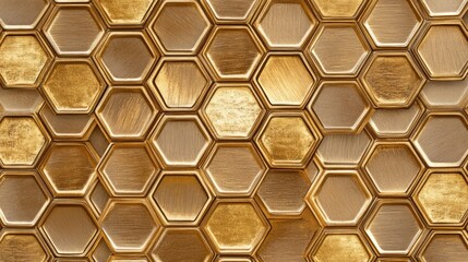 Poster - Golden Hexagonal Tiles Pattern Background Design